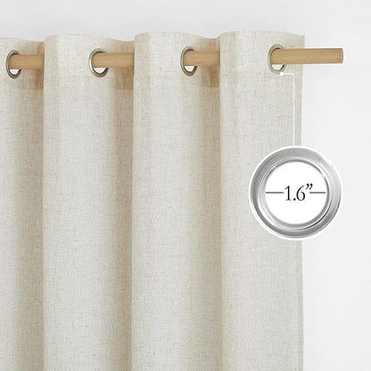 NICETOWN Linen Flax Semi Sheer Curtains 72" Length, Grommet Window Treatments - Image 3