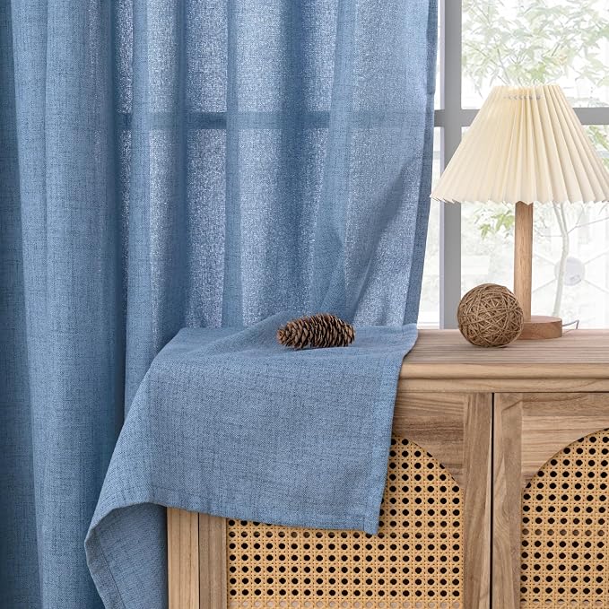 YoungsTex Denim Blue Linen Curtains 95 Inch Length - Image 7
