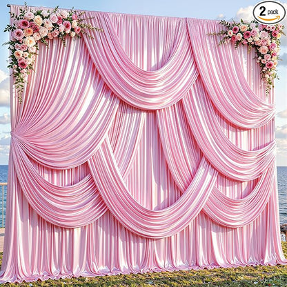 30x10ft Pink Glitter Backdrop Curtain by Partisky