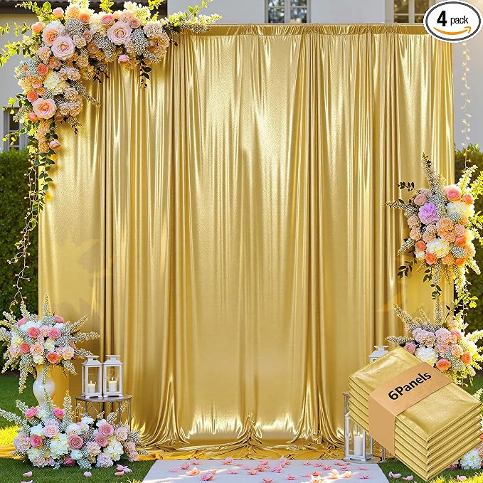 leegleri 30x10ft Thick Gold Glitter Backdrop Curtain Panels by LeegleriTableSkirt