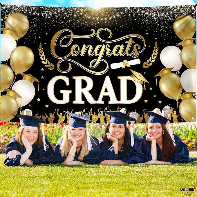 KatchOn Black and Gold Graduation Decorations 2026 Graduation Banner - Image 4