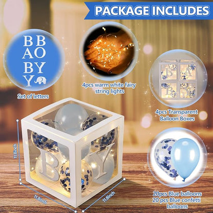 Baby Shower Balloon Box Decorations, 4 Pack Led Fairy String Lights and 40 Pcs - Image 3