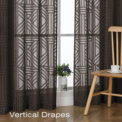 Simplebrand Chocolate Sheer Kitchen Curtains 36 Inch Length Tier Curtains 2 - Image 5