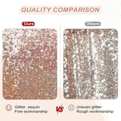 PartyDelight Rose Gold Sequin Backdrop Curtains 5x10ft 2 Sparkly Panels | 4 - Image 3