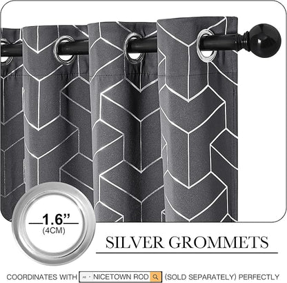 NICETOWN Blackout Curtains for Bedroom, Foil Printed T-Shaped Energy Saving - Image 3