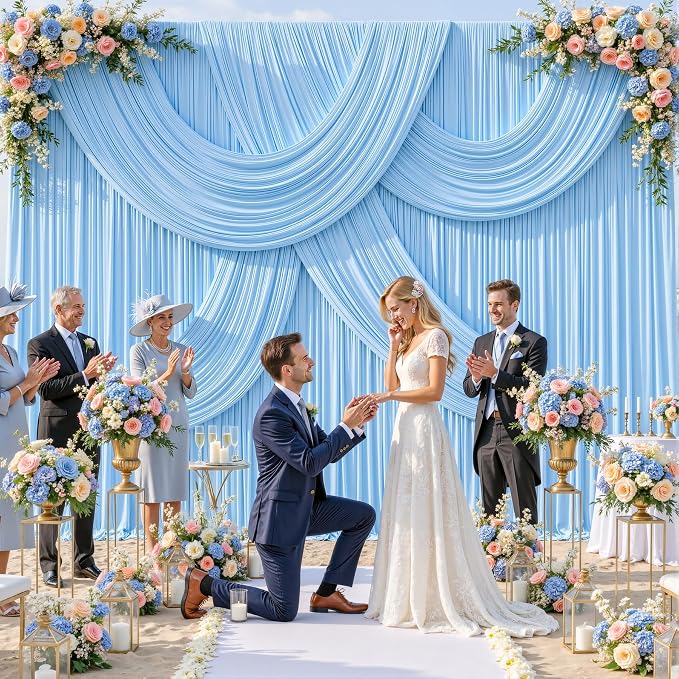 4 Panels Baby Blue Backdrop Curtains - Image 3