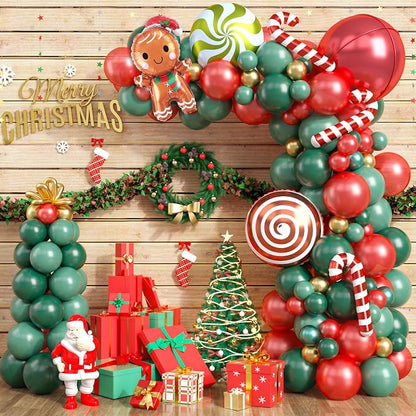 Christmas Balloon Garland Kit, Xmas Candy Cane Gingerbread Windmill Foil by Paready