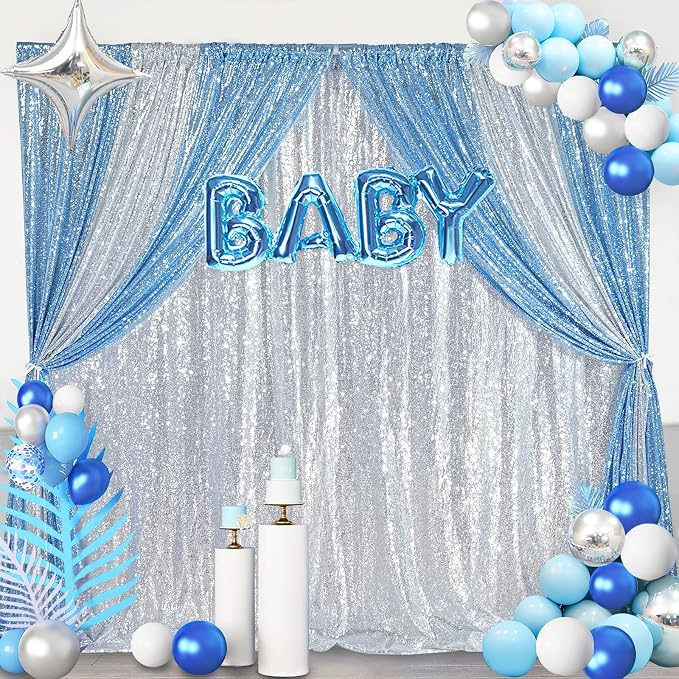 8ft x 8ft Silver Sequin Backdrop CurtainBackdrop - Image 5