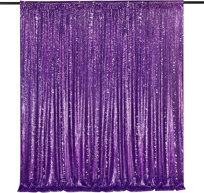 7ft x 7ft Purple Sequin Backdrop Glitter Curtains Photo Background | Sequin by QueenDream