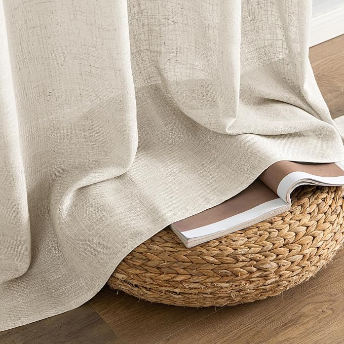 MIULEE Cream Linen Curtains 52x84 Inch 2 Panels - Image 7
