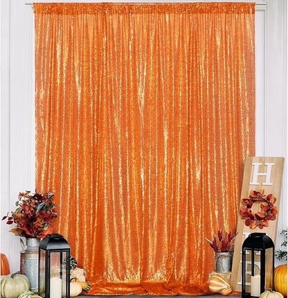 Eternal Beauty Orange 3mm Sequin Backdrop 8x10 Ft - Image 2