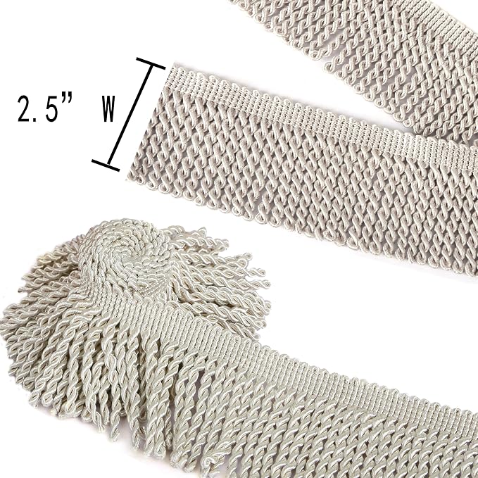 BEL AVENIR Bullion Fringe Trim Curtain Fringes 5 Yard x 2.5 Inches Sewing | - Image 3