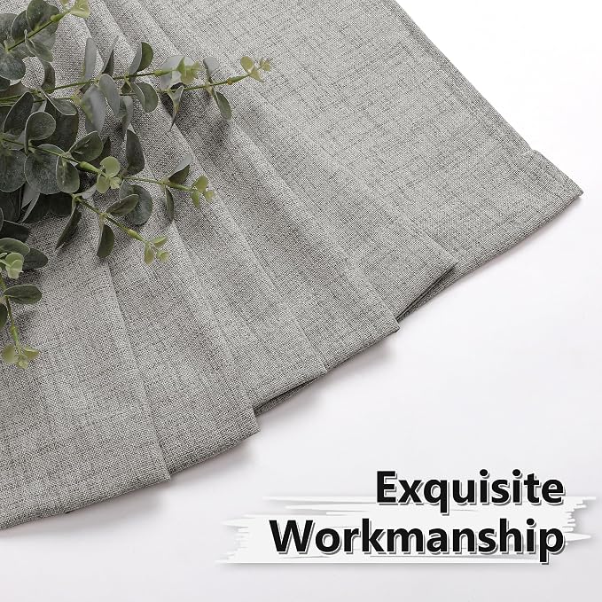 Tollpiz Linen Curtain Living Room Rod Pocket Semi Sheer Curtains Burlap Light - Image 7