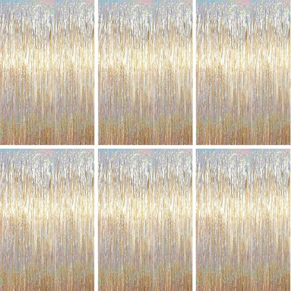Voircoloria Champagne Foil Fringe Backdrop Curtains, Birthday Party Decorations by Voircoloria