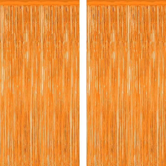ZATAYE 2 Pack Orange Halloween Foil Curtain Streamer Decorations | Orange by ZATAYE