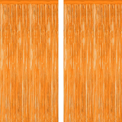 ZATAYE 2 Pack Orange Halloween Foil Curtain Streamer Decorations | Orange by ZATAYE