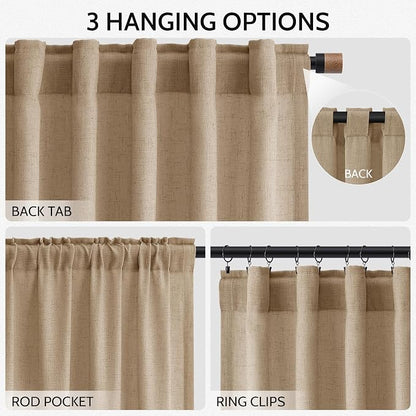 Sand Beige Linen 144 Inch Curtains - Image 2
