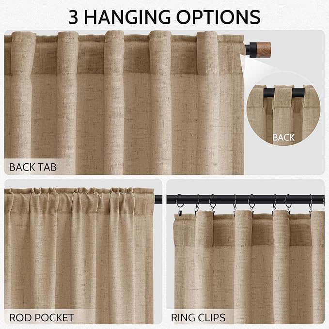 Sand Beige Curtains 63 Inch Length - Image 2