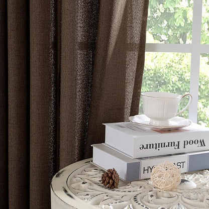 YoungsTex Brown Linen Curtains 40 Inch Length, Short Drapes Light Filtering - Image 8