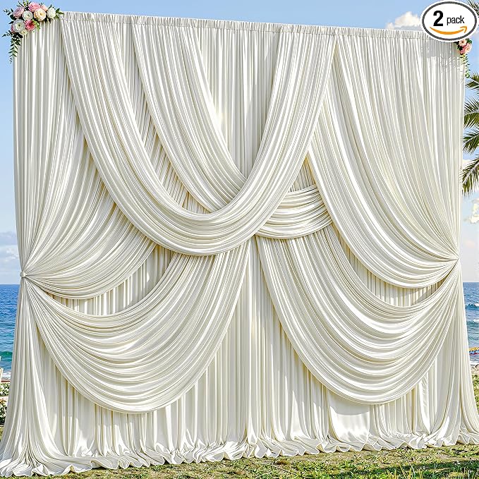 30x10ft Ivory Glitter Backdrop Curtain by Partisky
