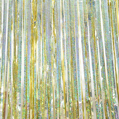 BRAVESHINE Tinsel Fringe Backdrop Gold Party Decorations 2 Pack | 3.2x8.2ft - Image 4