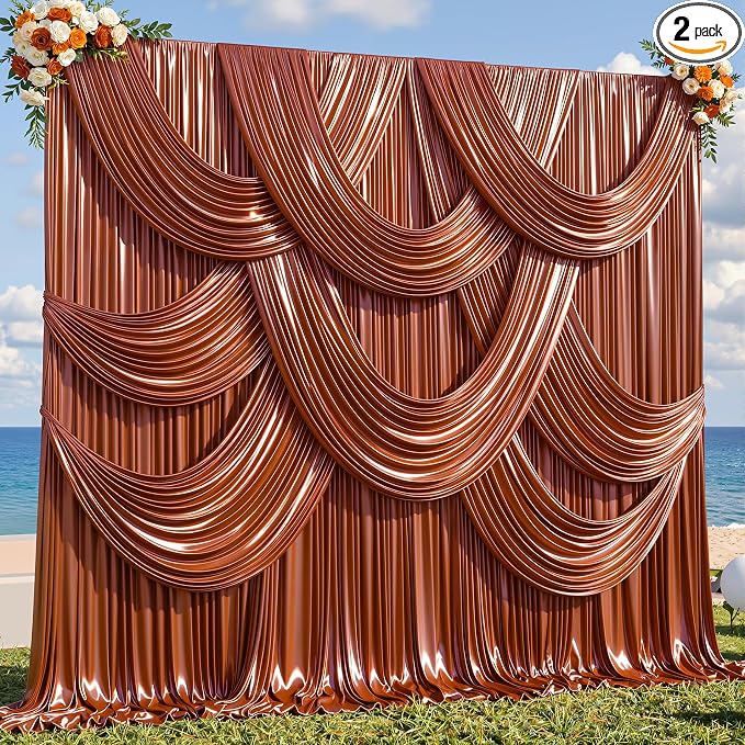 30x10ft Terracotta Glitter Backdrop Curtain by Partisky