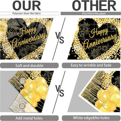 8x6 ft Floral Anniversary Backdrop Banner - Image 8