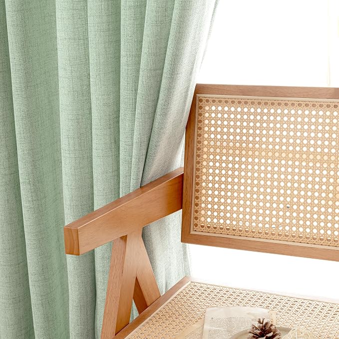 YoungsTex Sage Green Linen Curtains 90 Inches Long - Image 6