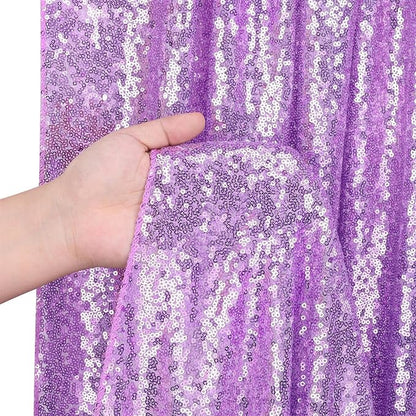 Lavender Sequin Curtains Backdrop 6 Pcs 2FTx8FT Shiny Shimmer Fabric | Glitter - Image 4