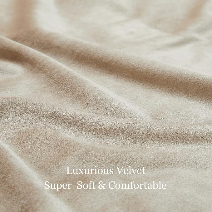 Luxury Beige Champagne Velvet 120 inch Curtains 2 Panels, Floor to Ceiling | - Image 7