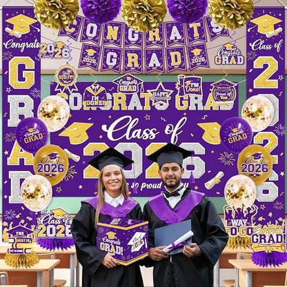 Graduation Decorations Class of 2026 Purple and Gold Graduation Decorations - Image 2