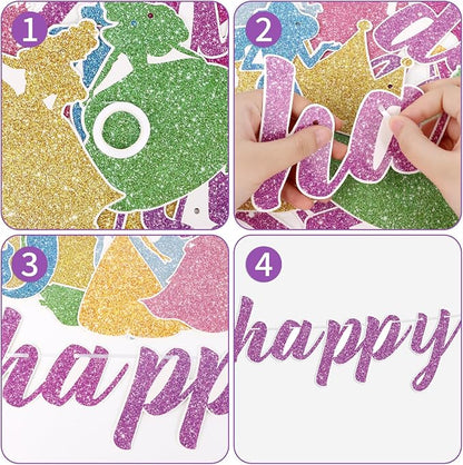 Princess Birthday Banner Glitter Happy Birthday Banner Princess Banner Garland - Image 3