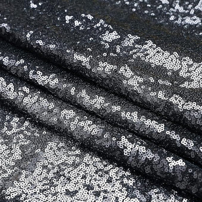 Sugargirl Black Sequin Backdrop Curtain 8FTx8FT Glitter Black Background Drapes - Image 7