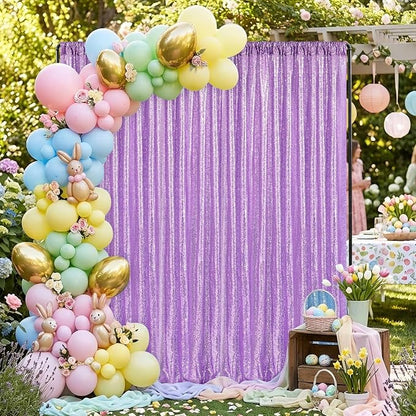 Lavender Sequin Backdrop Curtains-1 Panel 3FTx8FT Light Purple Backdrop - Image 5