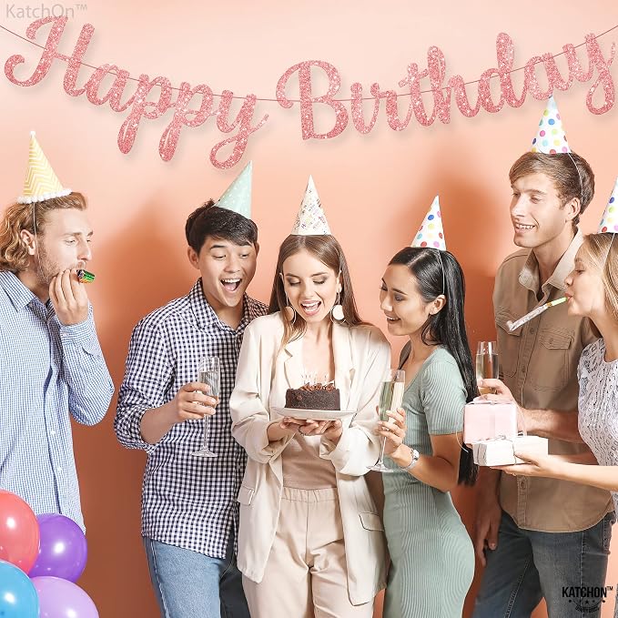 KatchOn Glitter Cursive Happy Birthday Banner 10 Ft, Birthday Decorations | - Image 8