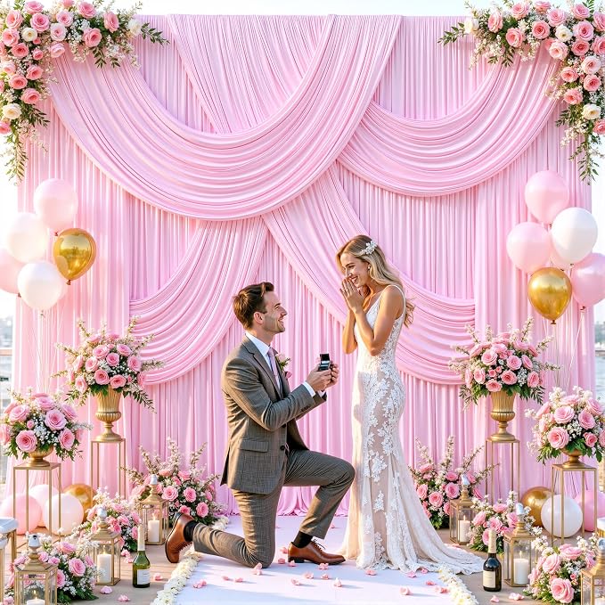 10 Panels Pink Backdrop Curtains - Image 3