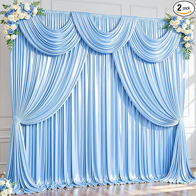 20x10ft Blue Glitter Backdrop Curtain by Partisky