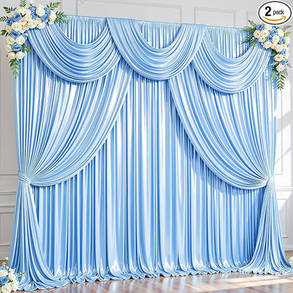 20x10ft Blue Glitter Backdrop Curtain by Partisky