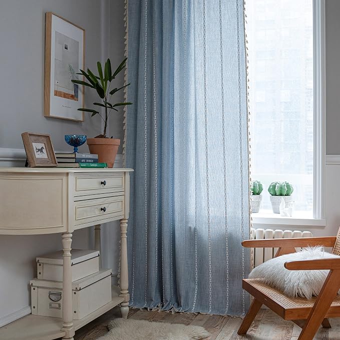 Sutuo Home Boho Curtain for Bedroom 96 Inches Long, Light Filtering Farmhouse - Image 2