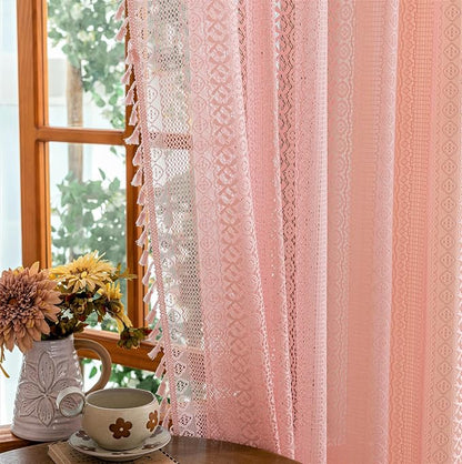 Sutuo Home Light Pink Lace Boho Curtains 84 inches Long - Image 3