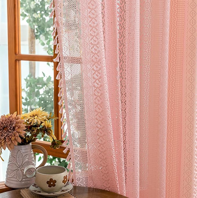 Sutuo Home Boho Lace Curtains for Girls' Room Nursery, Bohemian Vintage Chic - Image 6