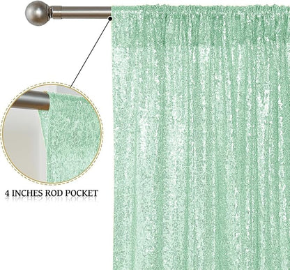 Sugargirl Mint Green Sequin Backdrop Curtain 4 Panels 2FTx8FT Glitter Mint - Image 5