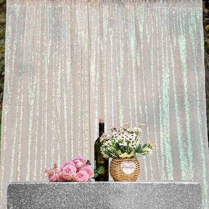 JYFLZQ White Iridescent Sequin Backdrop Curtains 10ft x 10ft 1 Panel Glitter by JYFLZQ