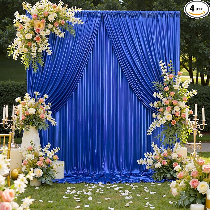 20x10ft Shimmer Royal Blue Sequin Backdrop Curtain by LeegleriTableSkirt