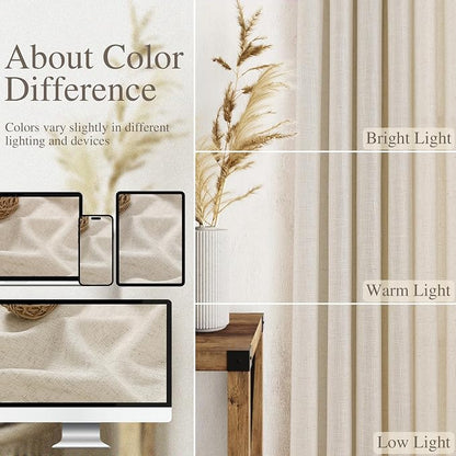 Warm Beige Linen Curtains 72 Inch Length - Image 7