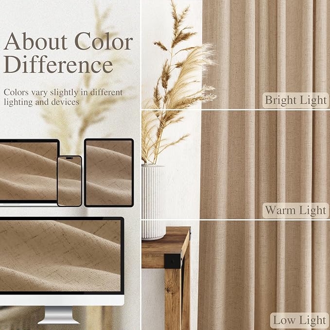 Sand Beige Curtains 120 Inches Long - Image 3