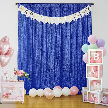 Sugargirl Royal Blue Sequin Backdrop Curtain 7FTx7FT Glitter Royal Blue - Image 2
