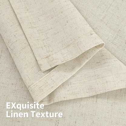 YoungsTex Beige Linen Kitchen Window Curtains, Short Light Filtering Drapes - Image 8