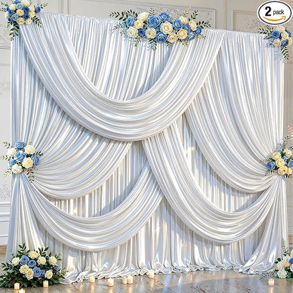 20x10ft White Glitter Backdrop Curtain by Partisky