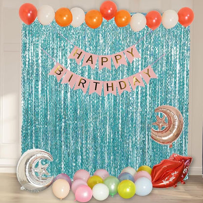 4 Pack 3.3 ft x 6.6 ft Wavy Sparkle Aqua Teal Blue Foil Curtain - Image 6